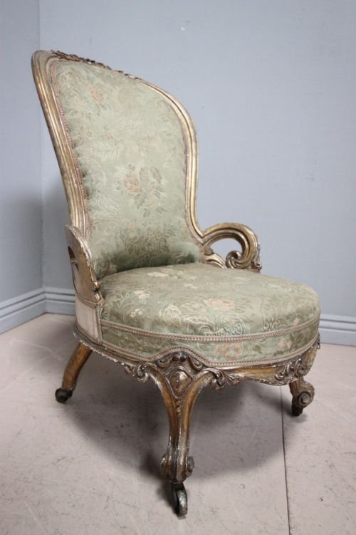 Antique Victorian Gilt Side Chair