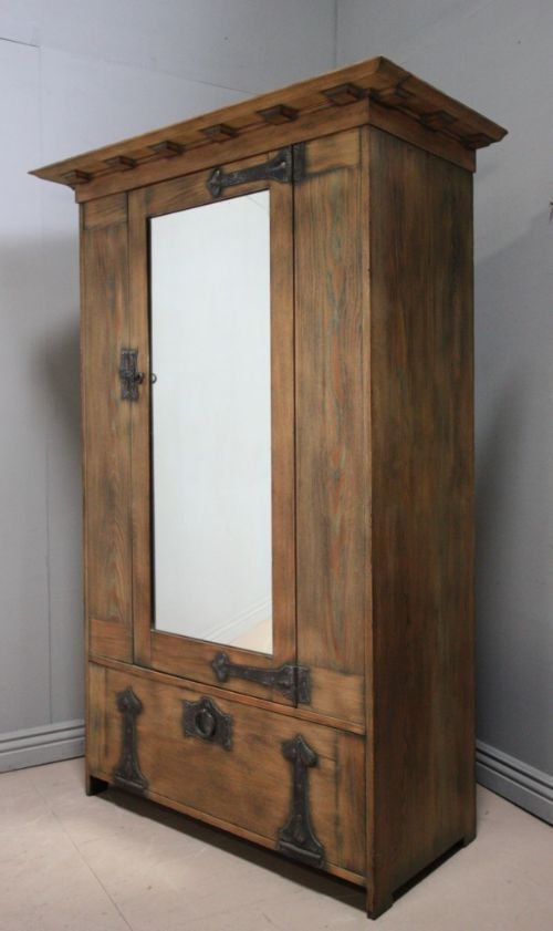 fig 1. Rare Antique Oak Wardrobe by Heals.
