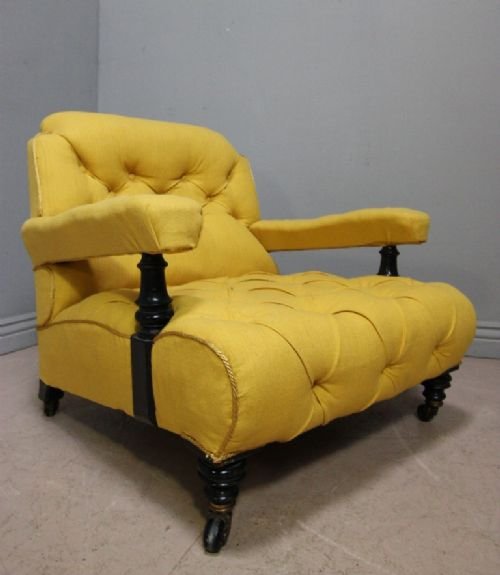 Antique Victorian Upholstered Open Armchair