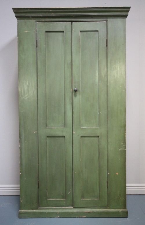 fig 1. Original Painted Pine Antique Two Door Cupboard.