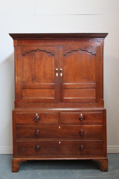 Georgian Antique Oak Linen Press Cupboard.