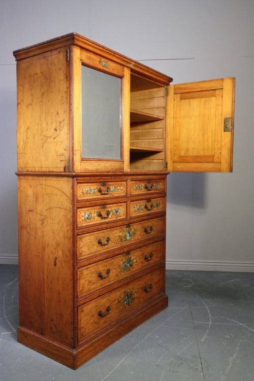 fig 1. Antique Painted Pine Linen Press Cupboard