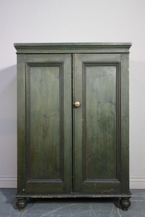 Original Painted Pine 19th C Antique Cupboard