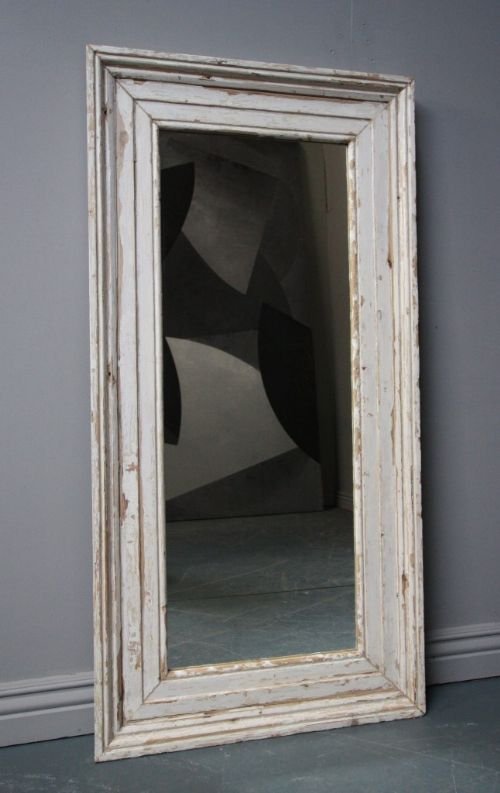 Antique Painted Pine Architrave Mirror