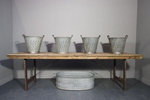 Antique Pine Folding Trestle Table. 2 Available.
