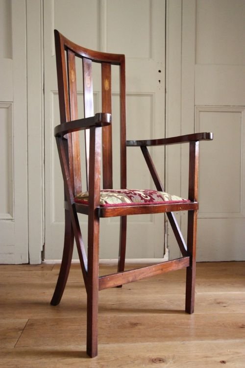 fig 1. Pure Art Nouveau Antique Mahogany Armchair.