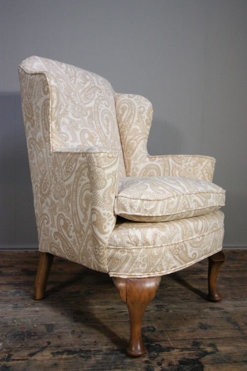 Edwardian Antique Wing Chair by Maples.