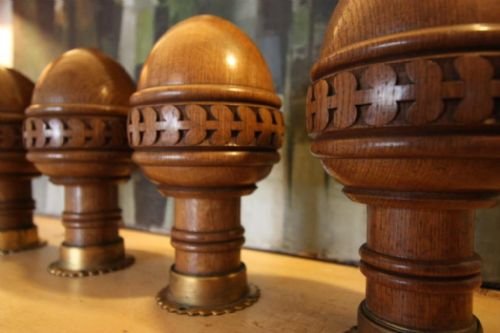 Set of Four Antique Oak Finials from Eaton Hall.