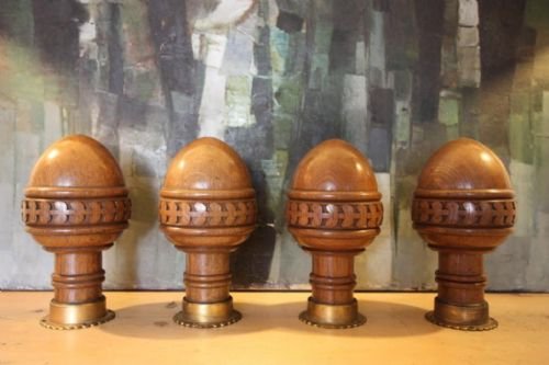 fig 1. Set of Four Antique Oak Finials from Eaton Hall.
