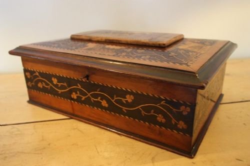 fig 1. 19th Century Antique Killarney Irish Work Box.