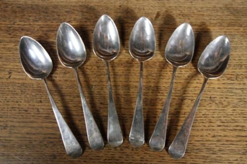 Set of Six 19th C Antique Silver Teaspoons Inc P&p