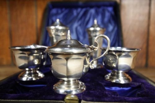 Antique Solid Silver Cruet Set : Inc P&p