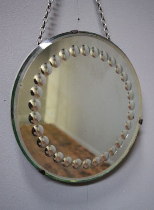 Petite 1920'S Circular Frameless Mirror