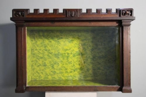 Antique 19th C Oak Castelated Display Cabinet.