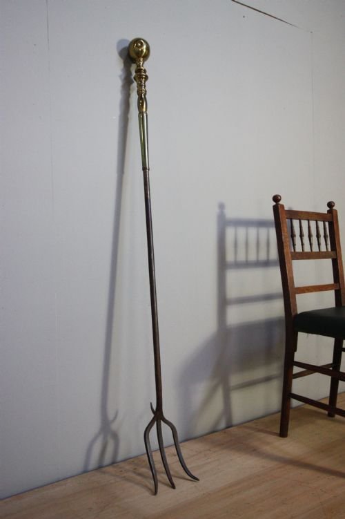 Massive 19th Century Antique Iron Fork/log Turner