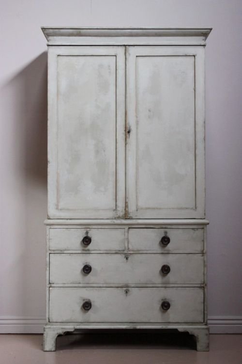 English 19th Century Antique Linen Press Cupboard