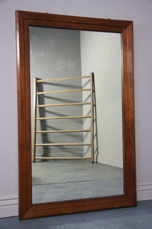 Quality Victorian Antique Oak Shop Fitting Mirror