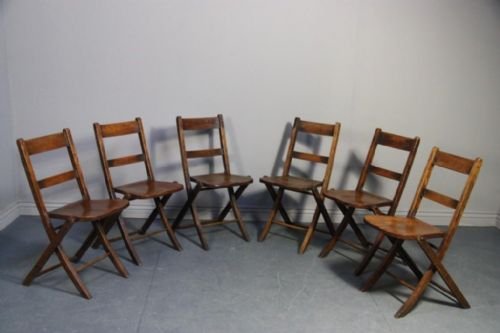 Set of Six Edwardian Antique Folding Dining Chairs
