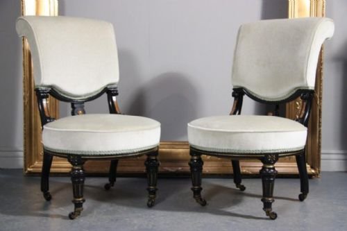 Pair of Antique Victorian Upholstered Side Chairs