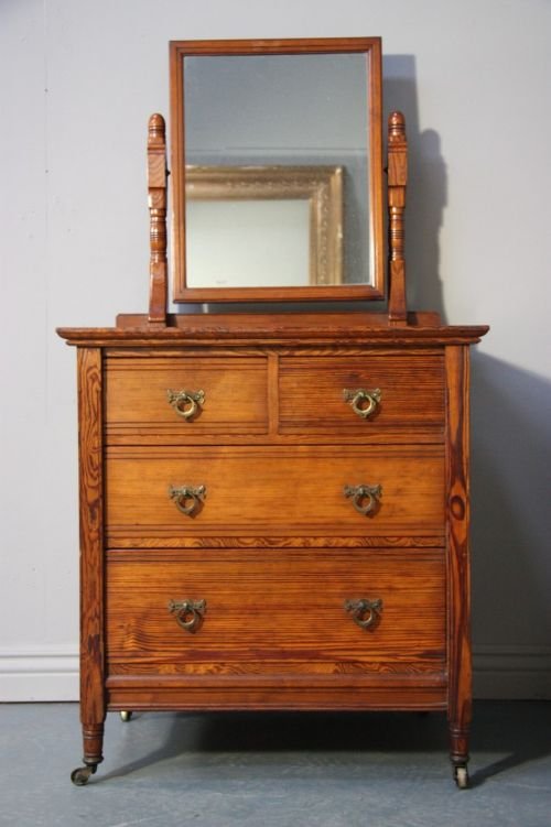 Antique Pitch Pine Dressing Chest by Lambs.