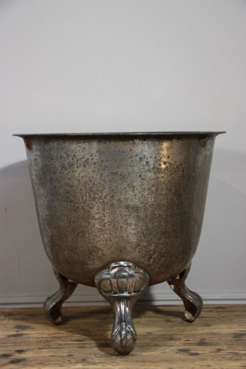 Polished Antique Cast Iron Planter/log/coal Bin