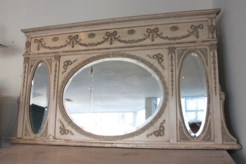 Decorative Antique Triple Overmantle Mirror