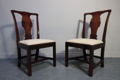 Pair of Georgian Walnut Side Dining Stand Chairs