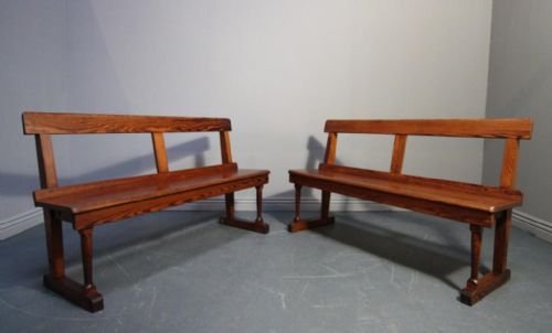 Pair of Antique Pine School/kitchen Benches.