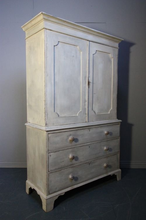 fig 1. Regency Antique Painted Pine Cupboard/Linen Press