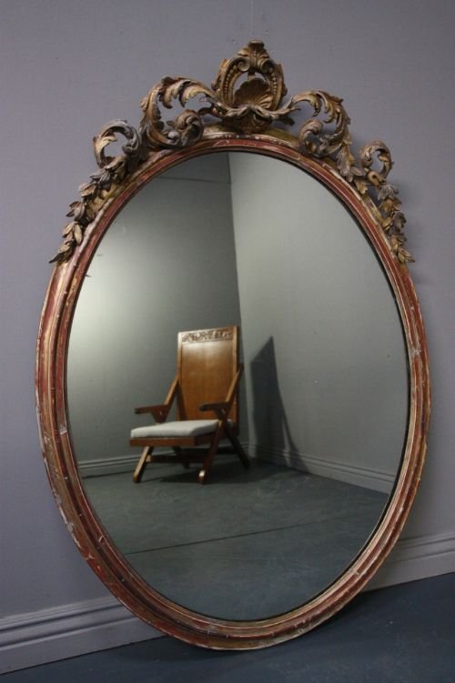 Huge Regency Antique Gilt Oval Mirror