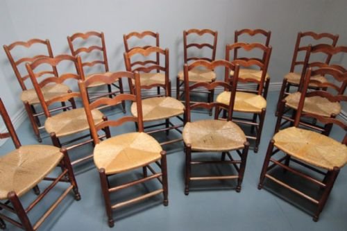 Great Set of Fourteen French Antique Dining Chairs