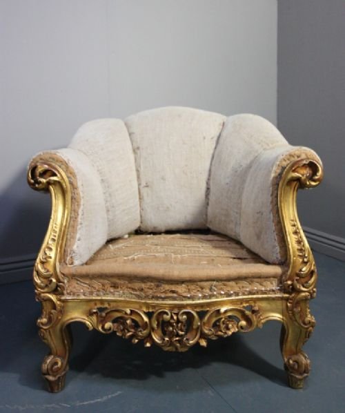 fig 1. Pair of Italian Antique Gilt Armchairs.