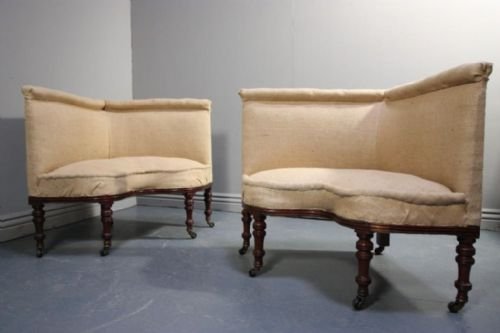 Pair of Antique Corner/conversations Seats /Chairs