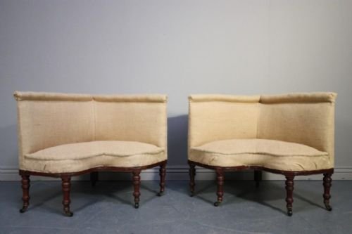fig 1. Pair of Antique Corner/Conversations Seats /Chairs