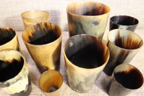 Collection of Ten Antique Horn Drinking Beakers.