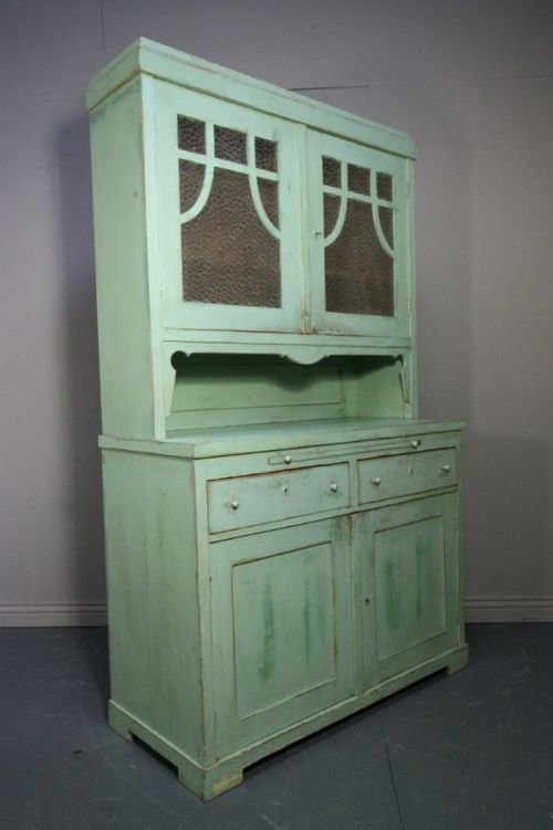 fig 1. Original Antique Painted Pine Kitchen Dresser.