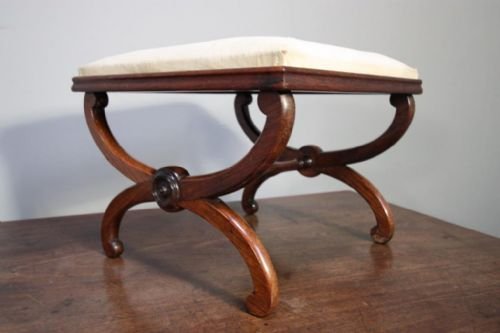 Regency Antique Rosewood X Frame Footstool.