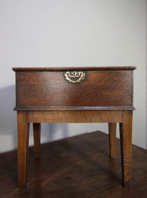 Georgian Antique Oak Box on Oak Stand.