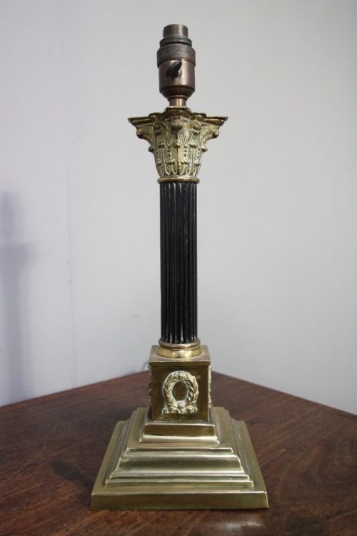 19th Century Antique Corinthian Column Table Lamp