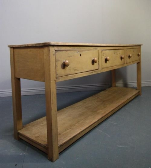 Large Antique Painted Pine Pot Board Dresser Base.