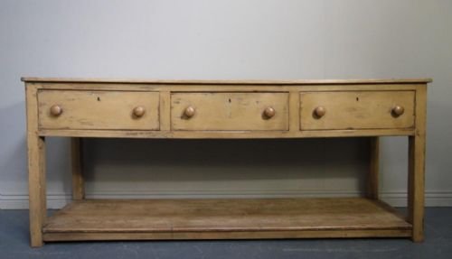 fig 1. Large Antique Painted Pine Pot Board Dresser Base.
