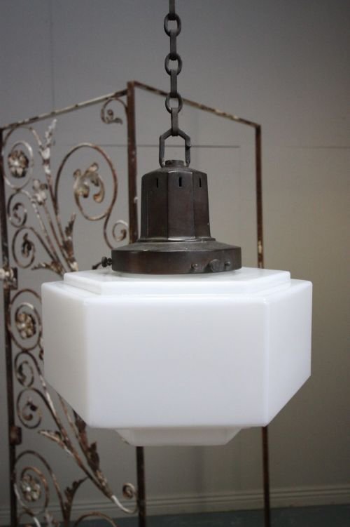 1920'S Glass Light Fittings. 3 Available.