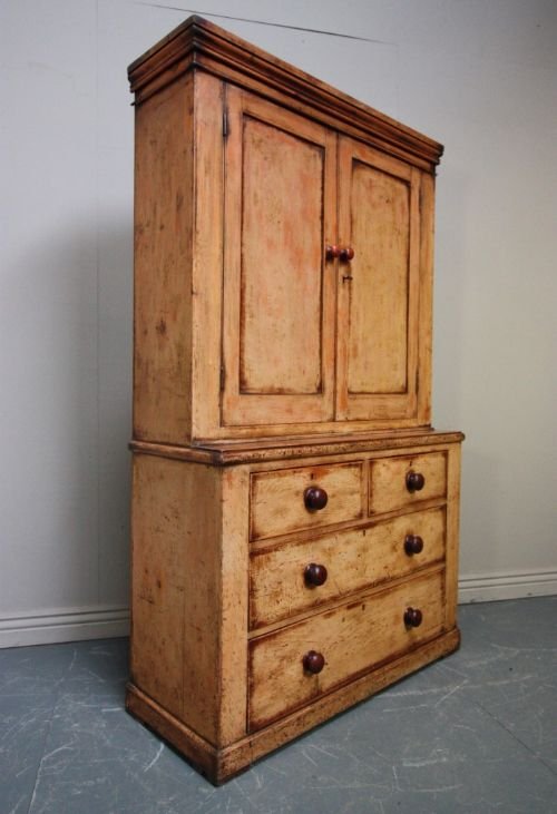 fig 1. Antique Pine Kitchen Dresser in Original Paint.