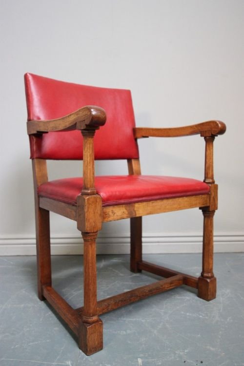 Edwardian Antique Oak & Leather Desk Chair by Heal