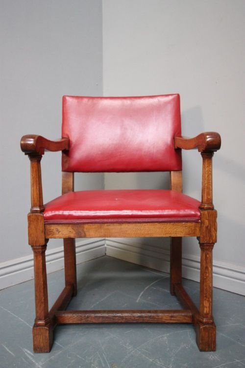 fig 1. Edwardian Antique Oak & Leather Desk Chair by Heal