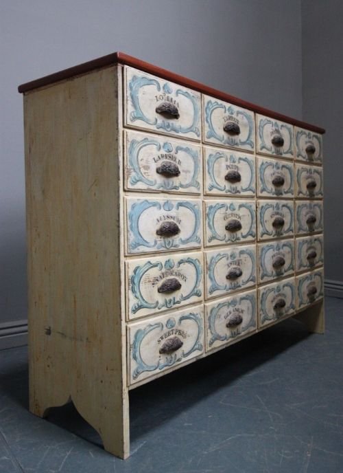 fig 1. 19th Century Antique Painted Pine Seed Chest