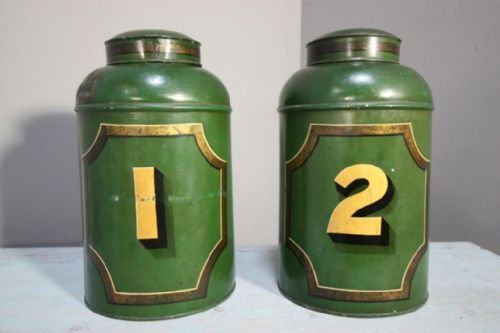 Pair of Original Antique Tea Tins/canisters.