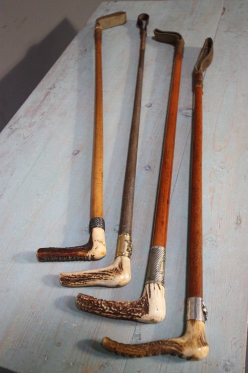 Collection of Four Antique Silver Hunting Whips.