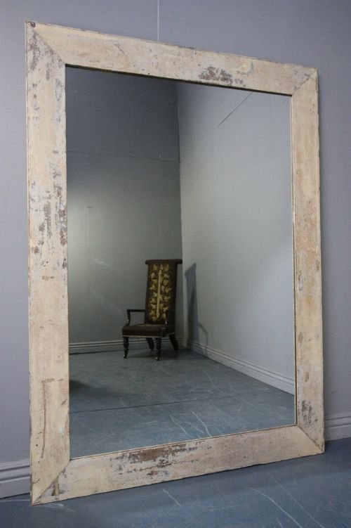 Decorative and Large Antique Painted Pine Mirror.