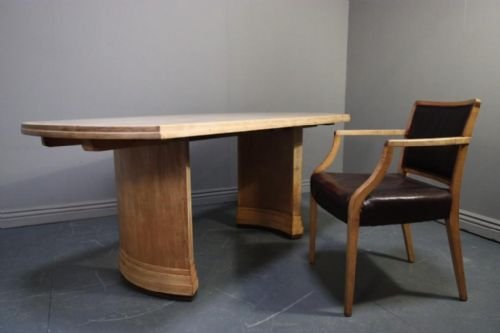 1930'S Betty Joel Sycamore Desk and Pair Armchairs